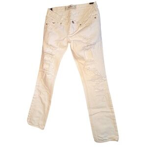 Hollister White Distressed Low Rise Skinny Jeans *see pictures* W24 Ripped Denim